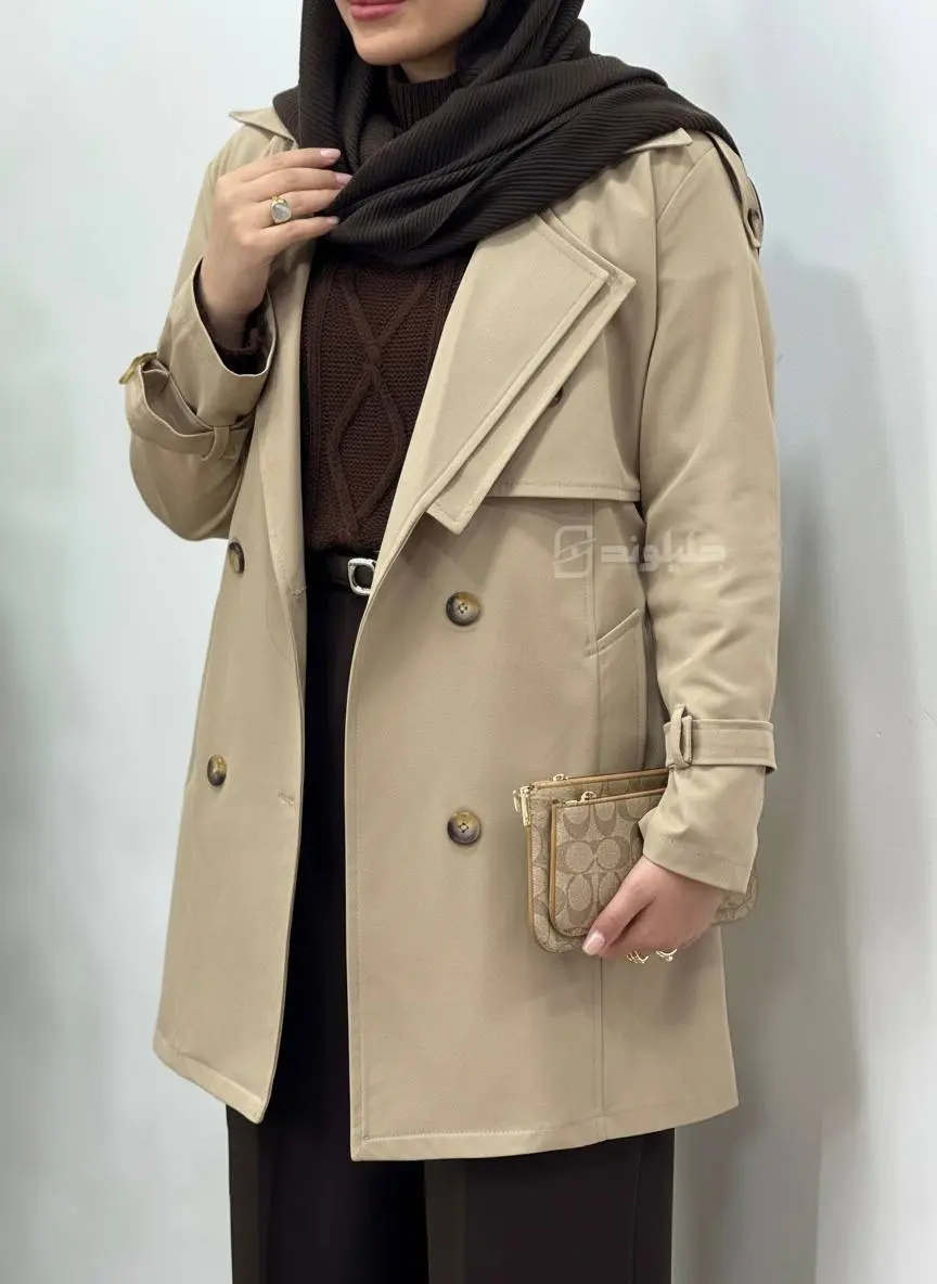 ترنچ کت زنانه ضد آب بادوم 1